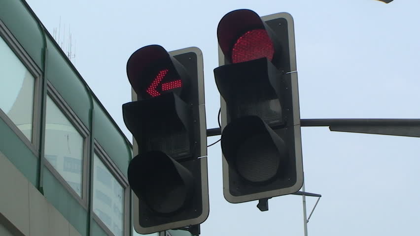 Traffic lights at busy intersection