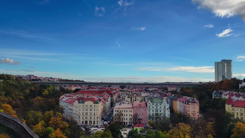 4K Prague Castle Red Rooftops Aerial View Czech Republic Cityscape Drone Footage Historic Architecture European City Travel