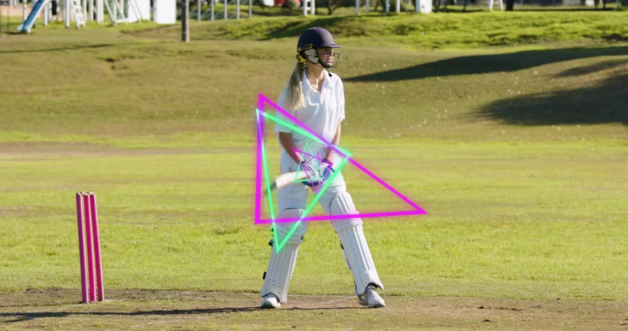 Cricket bowler running bowling batter driving with flight path completing run as fielder catching. Athletics, sport, competitive, outdoor, active, teamwork, vibrant
