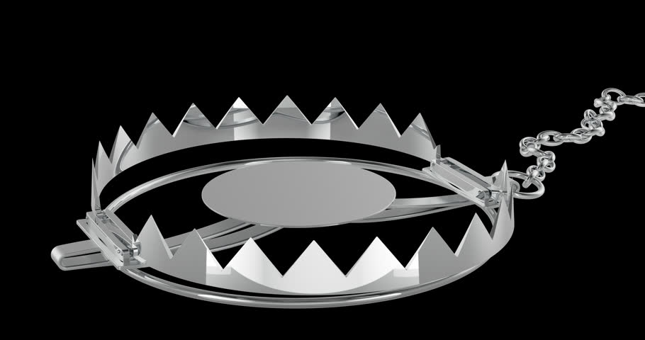 Bear Trap Opening and Closing, animation seamlessly loopable. 3D rendering