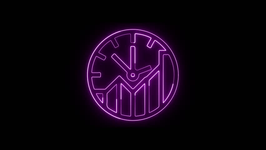 Glowing Neon Pink Clock with Growth Chart 4k Loop Animation. - Powered by Shutterstock - Get 15% off with code: PIKWIZARD15