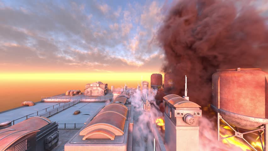 3D rendering of the base under attack