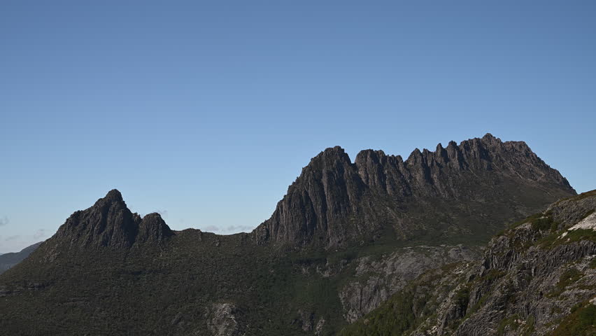 Mountain top in high elevation of the beautiful landscape at cradle mountain in Tasmania, a popular travel destination for hiking and other outdoor activities in Australia.