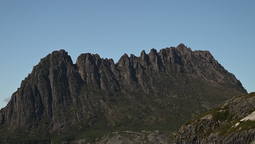 Mountain top in high elevation of the beautiful landscape at cradle mountain in Tasmania, a popular travel destination for hiking and other outdoor activities in Australia.