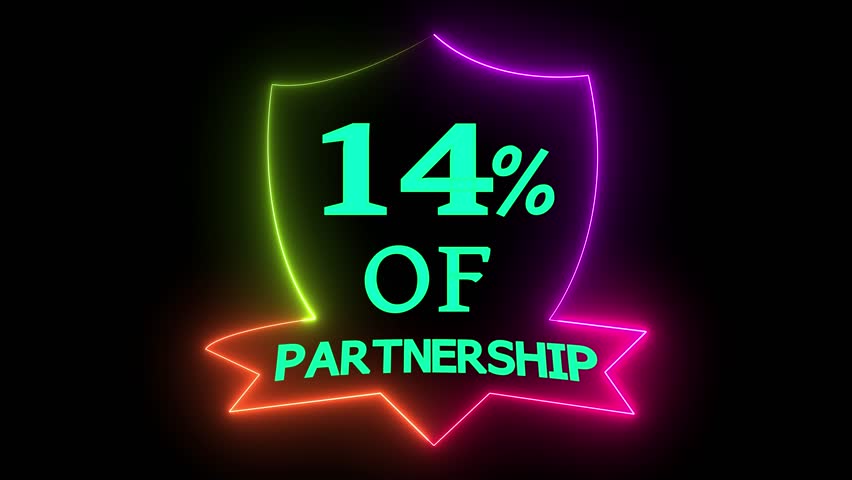 Dynamic motion graphics showcase partnership 14% neon sign animation