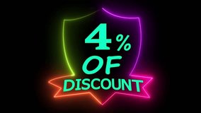 Four percent discount promotion vertical video glowing neon light animation special offer advertising clip - Powered by Shutterstock - Get 15% off with code: PIKWIZARD15