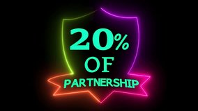 20% partnership promotion, glowing neon badge, animated banner, modern motion graphic clip - Powered by Shutterstock - Get 15% off with code: PIKWIZARD15