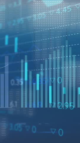 Animation of multiple graphs and changing numbers on abstract backgroud. Digitally generated, illustration, business, report, finance, technology, database, infographic and futuristic.
