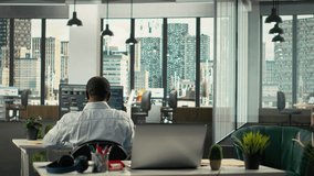 Business colleagues using computers to analyze insights and performance metrics, making projections and data visualization. Employees share reports to improve corporate development. Camera B. - Powered by Shutterstock - Get 15% off with code: PIKWIZARD15