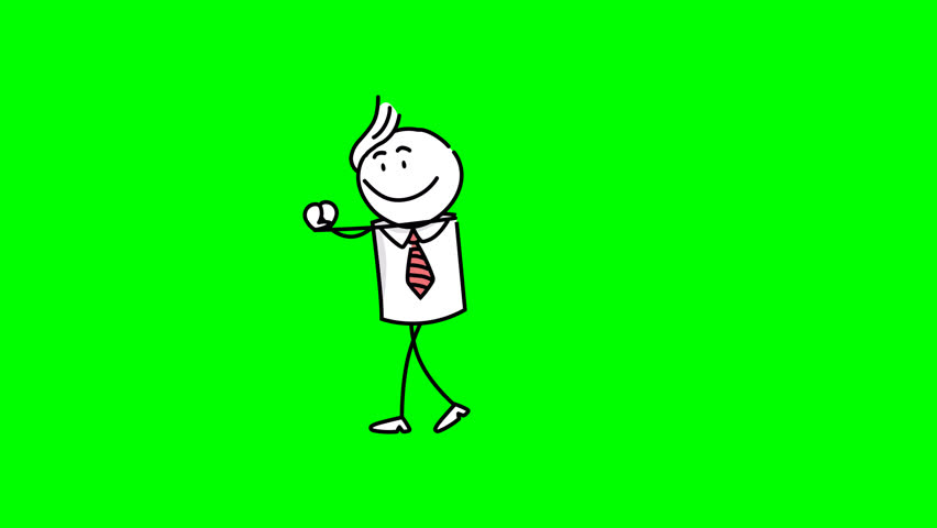 3D stick guy pushing an invisible object on green screen, perfect for motion graphics, explainer videos, advertising, and business animation projects.
