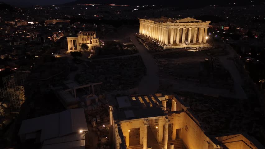 Athens,Beautifully illuminated Acropolis