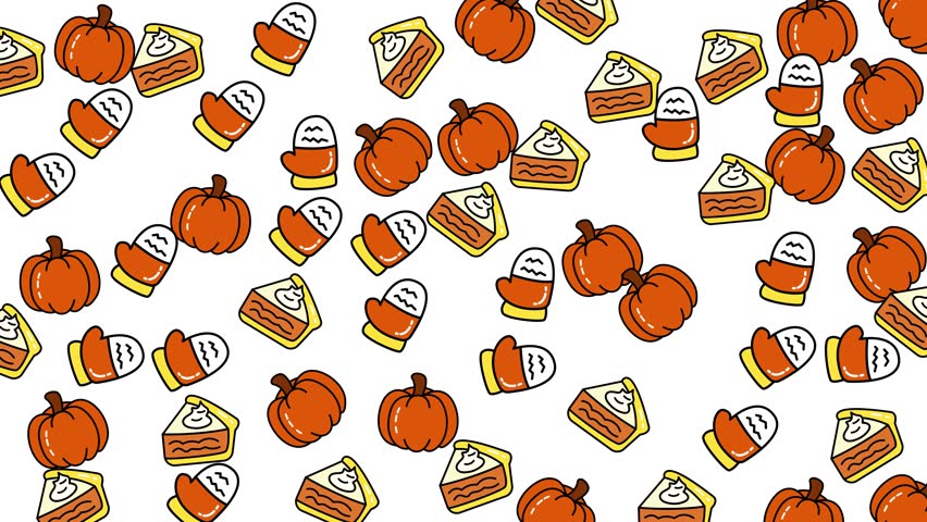 A whimsical Thanksgiving pattern featuring pumpkins, candy corn, and pumpkin pie. Perfect for fall-themed designs and holiday projects.