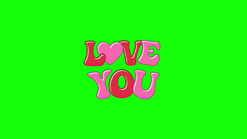 Love you bouncing text animation  romantic 3D typography motion design