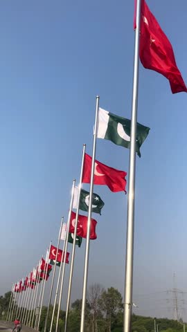 Pakistan and Turkey National Flags – Unity, Peace, and Diplomatic Relations Concept