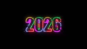 2026 five color neon glow with retro glitch text animation on black background - Powered by Shutterstock - Get 15% off with code: PIKWIZARD15