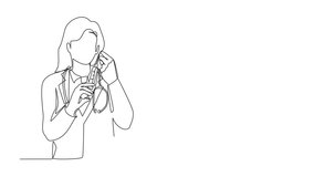 Animation of continuous line drawing woman doctor or scientist in laboratory holding syringe with liquid vaccines, fight against virus covid-19. One line self drawing animated. Full length motion - Powered by Shutterstock - Get 15% off with code: PIKWIZARD15
