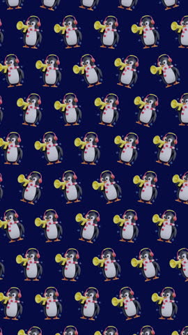 4K Cute Christmas Penguin Pattern Loop 3D Animation Background