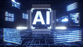 Futuristic Digital Interface AI and Artificial Intelligence in Glowing Circuit Board Design with Data Screens, Graphs, and Innovation in Technology for Digital Future - Powered by Shutterstock - Get 15% off with code: PIKWIZARD15