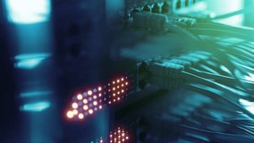 Futuristic High-Speed Data Center Network Connections. Fiber Optic and Ethernet Cables, Server Rack Lights, AI GPU CPU Cloud Computing, Big Data Analytics, Cybersecurity Digital Technology Background - Powered by Shutterstock - Get 15% off with code: PIKWIZARD15