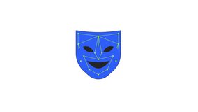 Facial recognition technology mask 2D cartoon object animation. Face detection connectivity. Theatrical mask overlaid with nodes network animated flat colorful item 4K video isolated on white - Powered by Shutterstock - Get 15% off with code: PIKWIZARD15