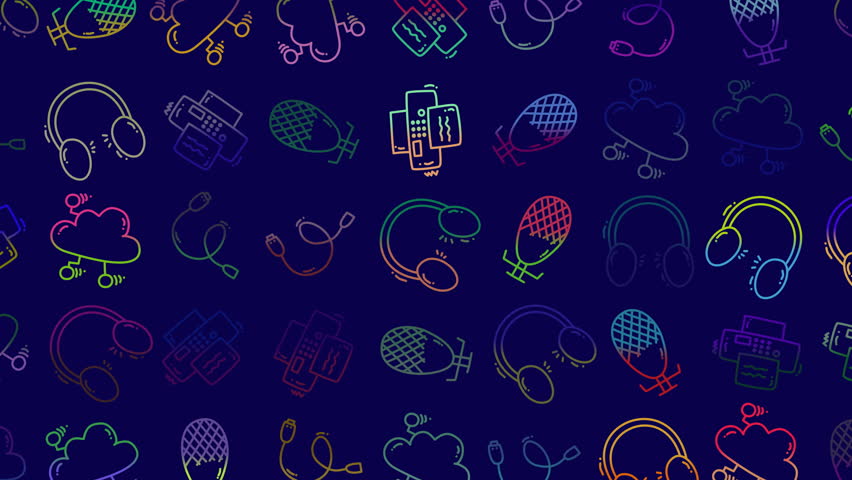 Doodle pattern music with digital device icons, ideal for technology concept illustrations, prints, websites, and marketing materials needing a fun touch. - Powered by Shutterstock - Get 15% off with code: PIKWIZARD15