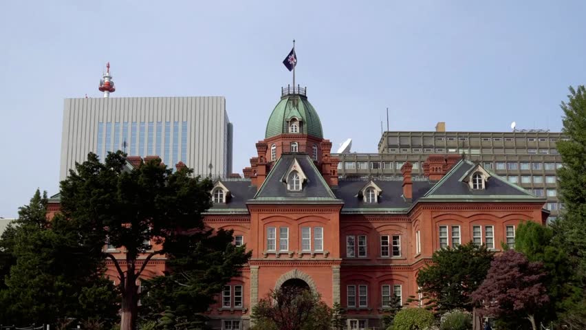 Historic hokkaido government office building in sapporo japan on a sunny day