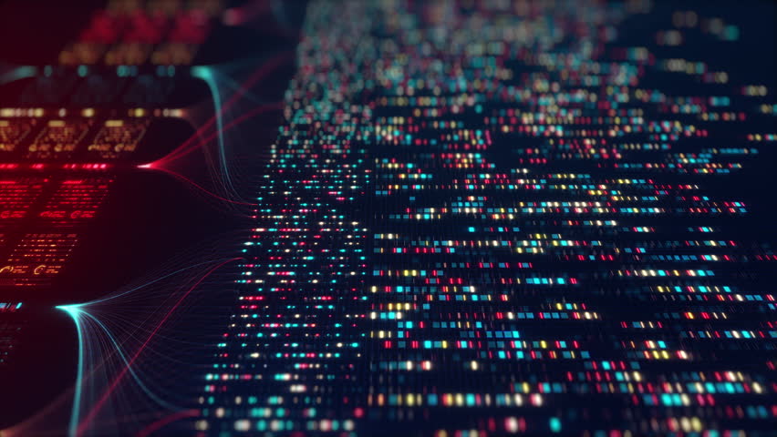 Big Data Analytics Neural Network Data Flow Visualization, AI Machine Learning, Quantum Computing, Binary Code Digital Grid, Futuristic Artificial Intelligence Technology Abstract Background