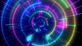 A seamless loop animation of a futuristic tunnel made of colorful neon circles and light beams, creating a dynamic hyperspace travel effect.
 - Powered by Shutterstock - Get 15% off with code: PIKWIZARD15