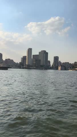 4K footage of the Nile River with the city