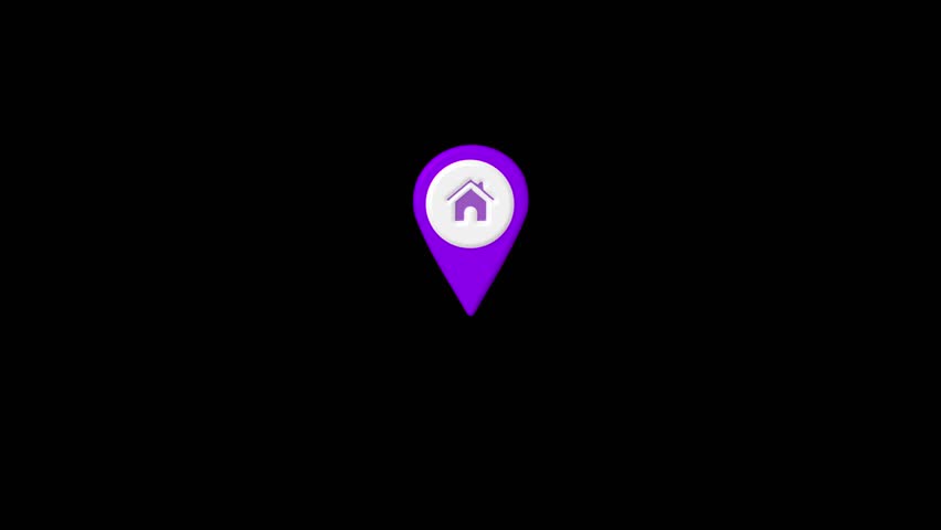 Animated GPS location pointer icon with subtle movement on an alpha channel, Pin icon map marker looping animation on transparent background for overlay