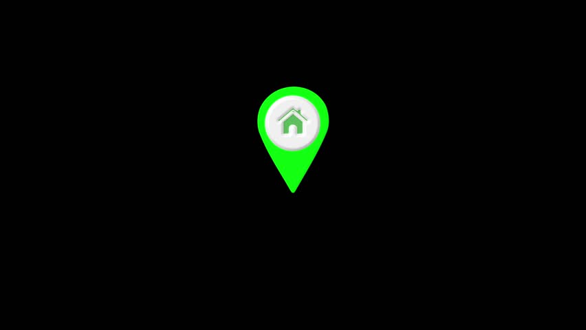 3D Location Pin Drop Animation, GPS Marker with Alpha Channel Transparent Overlay. Digital Map Pointer Icon Bouncing on Transparent Background for Navigation