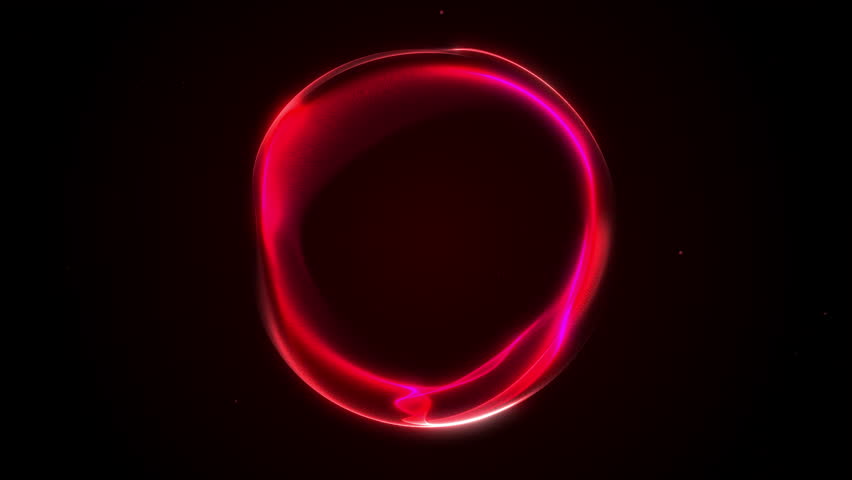 Red glowing plasma sphere with fluid light motion and cyber energy flow. Abstract futuristic loop background with sci-fi holographic liquid effect and smooth circular movement.