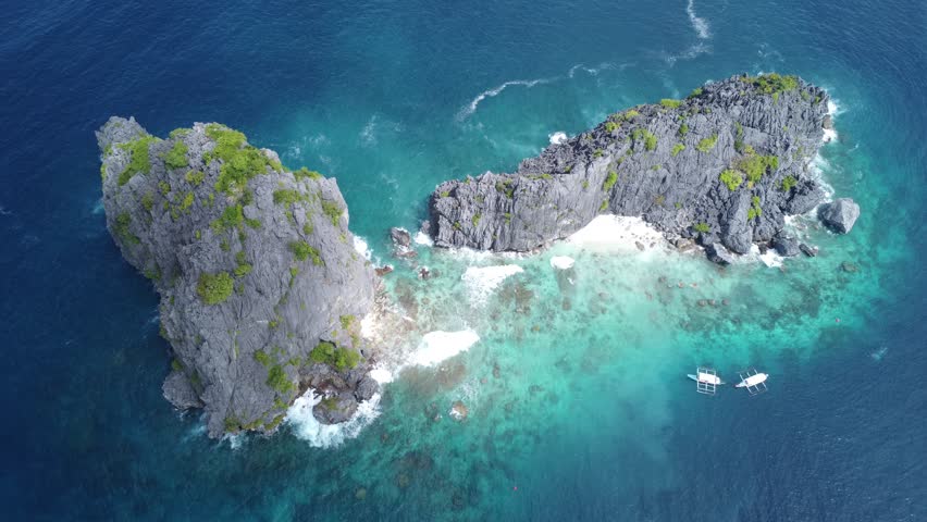 Aerial view of Rock Formation in the ocean