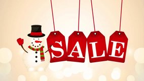 Animated Merry Christmas sale banner with cheerful snowman, falling snow, and festive lights — perfect holiday motion graphic for seasonal promotions. - Powered by Shutterstock - Get 15% off with code: PIKWIZARD15