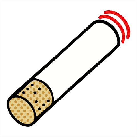 Simple looping animated comic book style cartoon of a cigarette