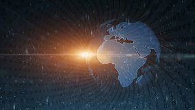 Binary code data tunnel with earth globe loop rotation. Concept global computer technology network.	
 - Powered by Shutterstock - Get 15% off with code: PIKWIZARD15
