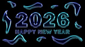 Chrome 2026 Happy New Year animation with moving abstract liquid shapes - Powered by Shutterstock - Get 15% off with code: PIKWIZARD15