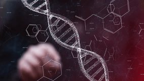 Scientist typing on concept science screen with dna and chemical hexagon bonds animation.	
 - Powered by Shutterstock - Get 15% off with code: PIKWIZARD15