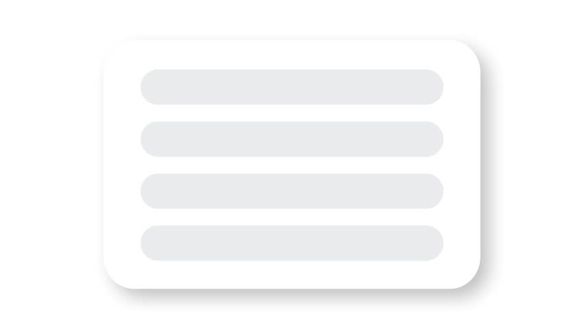 White text box bars open close animation inside rectangle with neomorphic effect on white background. 4K animated embossed text box for titles, text space, presentation, and layout motion graphics.