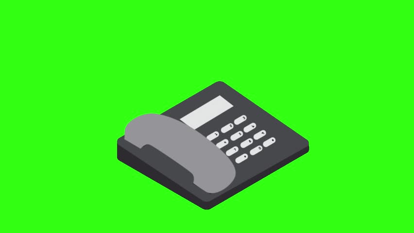 Ringing corded phone animation on green screen 