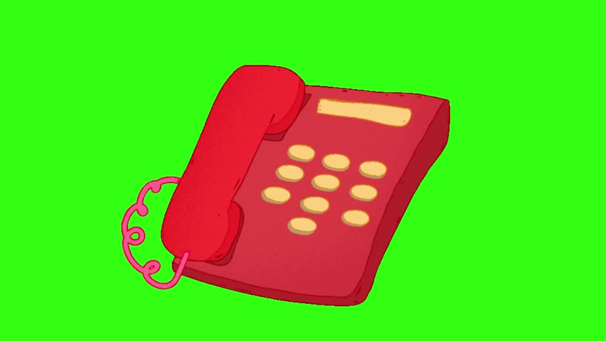 Ringing corded phone animation on green screen 