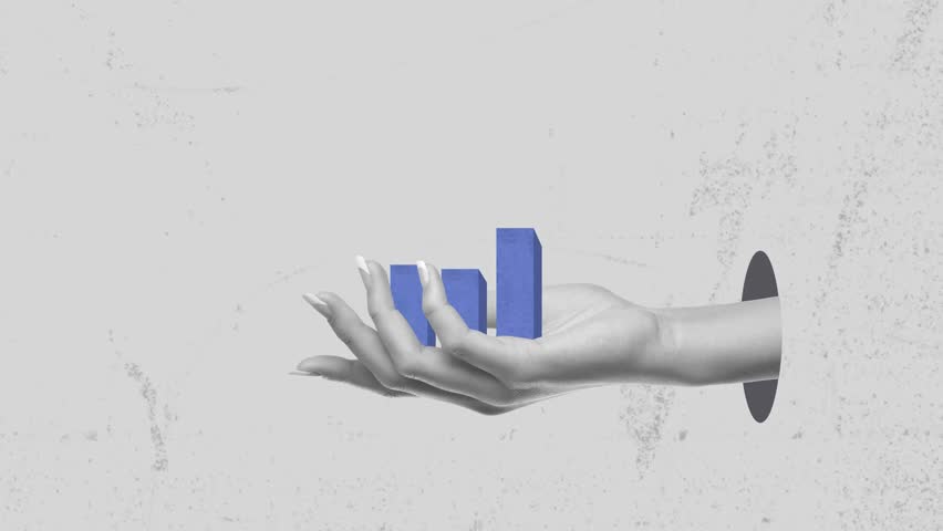 Modern collage with halftone hand holding sales growth chart. Business and financial success concept. Analysis stock market. Income growth. Increasing profits. Animation - Powered by Shutterstock - Get 15% off with code: PIKWIZARD15