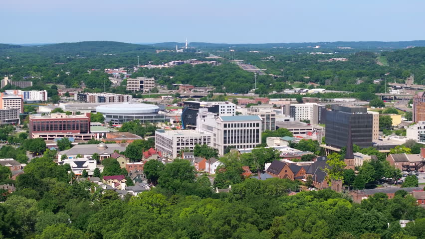 Aerial view of Huntsville, Alabama. American city old historical architecture. USA panoramic cityscape.
