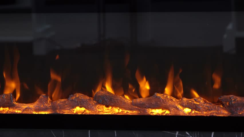 Burning Hot Yellow Flames Fire Effects Led Fireplace Close up