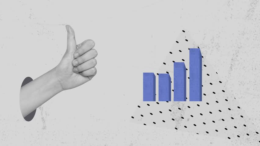 Modern collage with halftone hand holding sales growth chart. Business and financial success concept. Analysis stock market. Income growth. Increasing profits. Animation - Powered by Shutterstock - Get 15% off with code: PIKWIZARD15