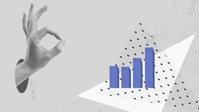 Modern collage with halftone hand holding sales growth chart. Business and financial success concept. Analysis stock market. Income growth. Increasing profits. Animation - Powered by Shutterstock - Get 15% off with code: PIKWIZARD15
