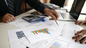 Business people, data analysis with tablet and paperwork, hands with online review in meeting and team with market research. Statistics, analytics dashboard and digital infographic with collaboration - Powered by Shutterstock - Get 15% off with code: PIKWIZARD15