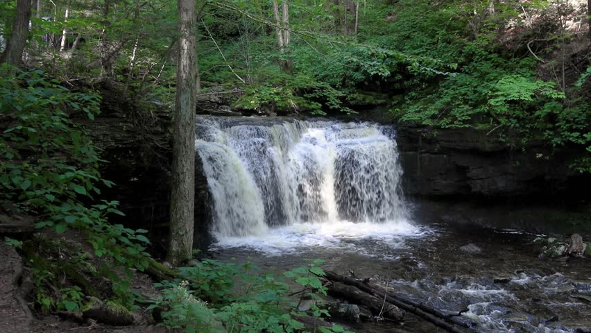 Waterfalls in scenic Ricketts Glen state park, Pennsylvania in summer time