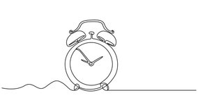 alarm clock animation continuous one line drawing, Self drawing animation of single line draw businessman, manager stand leaning to big clock. Concept of time management. Time, watch, limited offer - Powered by Shutterstock - Get 15% off with code: PIKWIZARD15