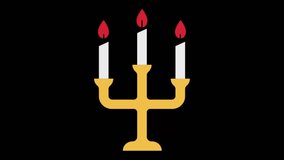 Animated Golden Christmas candelabra with glowing candles flickers warmly creating festive holiday mood. - Powered by Shutterstock - Get 15% off with code: PIKWIZARD15